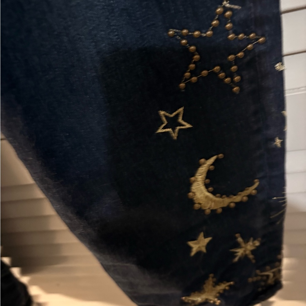 Driftwood Jackie Celestial Embroidered Star/Moon High Rise Skinny Jeans 32/34 - Picture 4 of 7